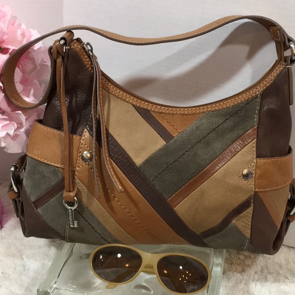 Fossil Handbags - Fossil patchwork leather hobo bag